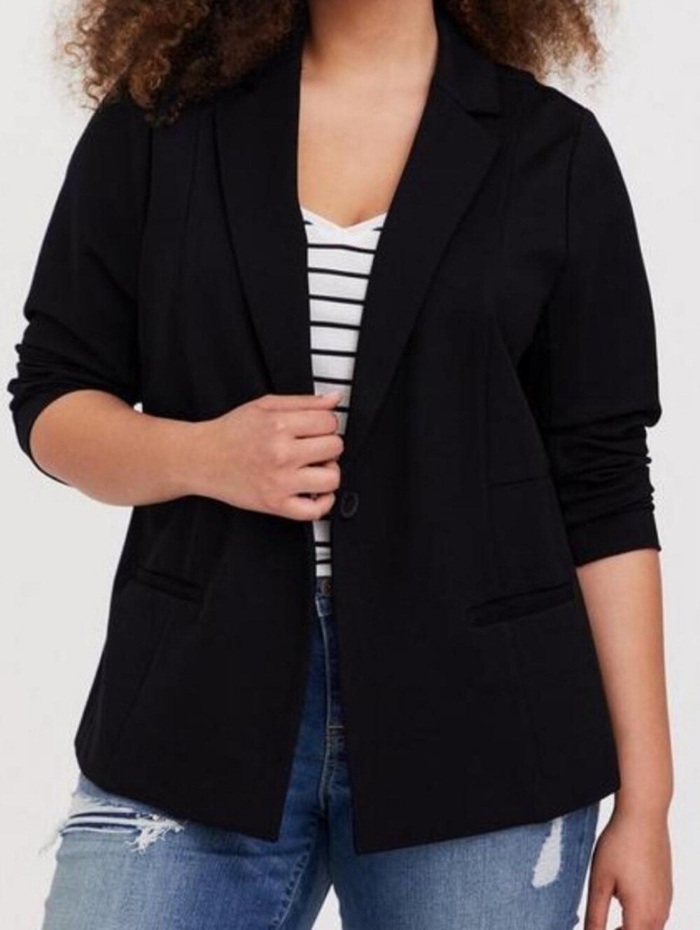 Torrid ³/⁴ Sleeve Black Women's Single-Button Blazer Jacket